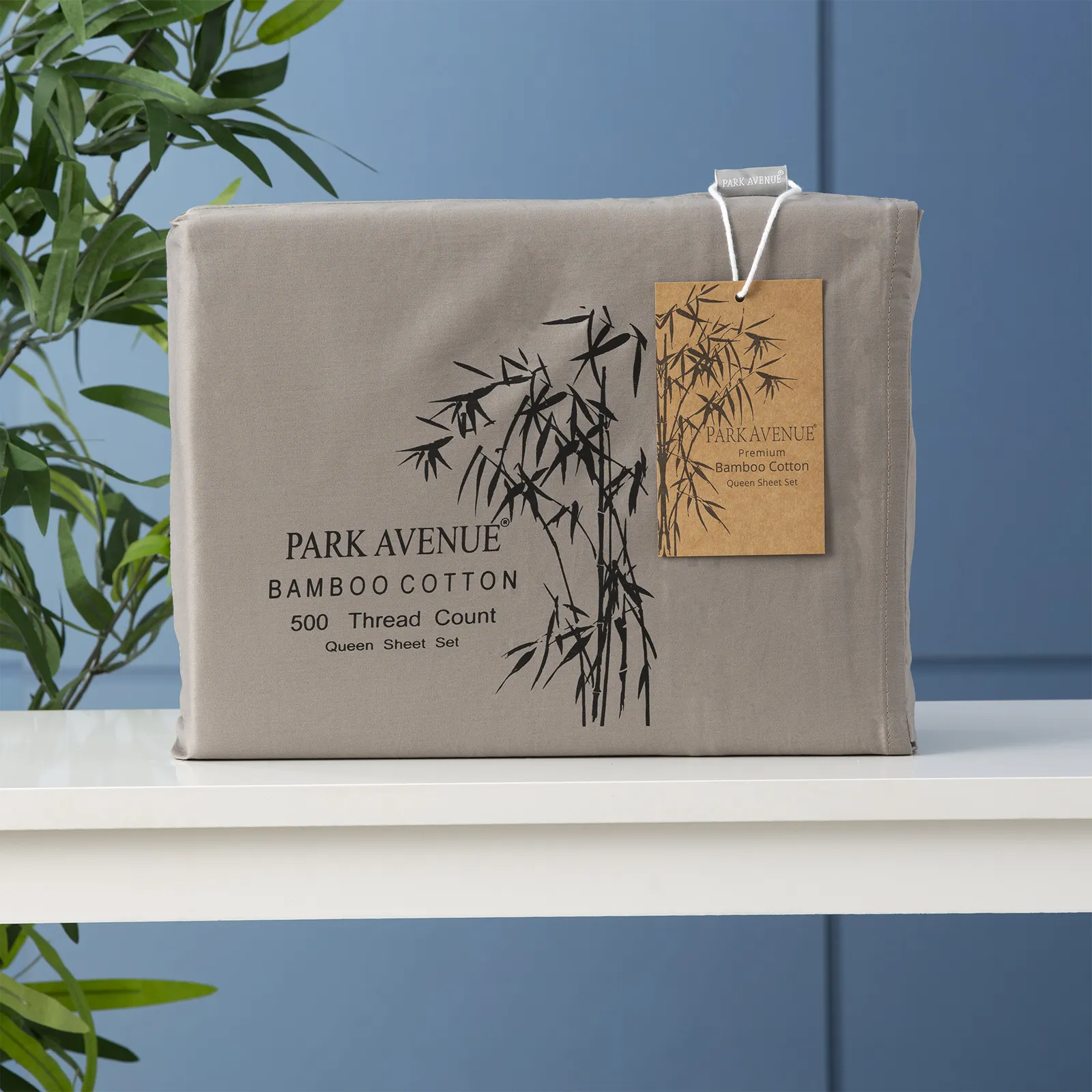 500 TC Bamboo Cotton Pewter Split Head Queen Sheet Set by