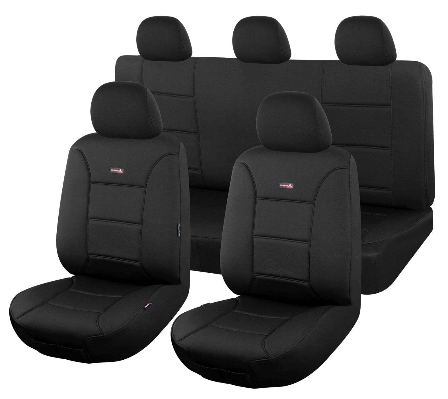 Seat Covers for FORD RANGER PX MKIII XL ,XLS, XLT, WILDTRAK DOUBLE CAB 07/2018-ON SHARKSKIN Elite Black