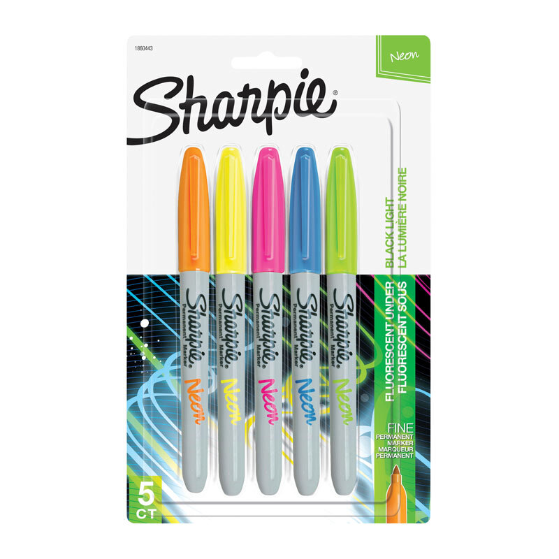 SHARPIE Neon Permanent Marker Fine Point Assorted Pack of 5