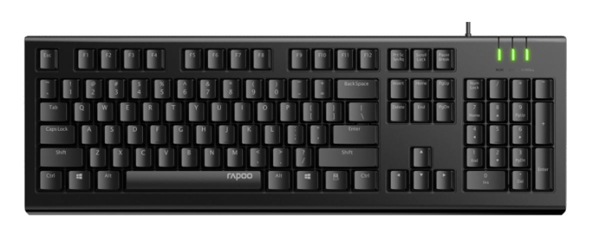 RAPOO NK1800 Wired Keyboard, Entry Level, Laser Carved Keycap, Spill-Resistant, Multimedia Hotkeys  KBLT-K120