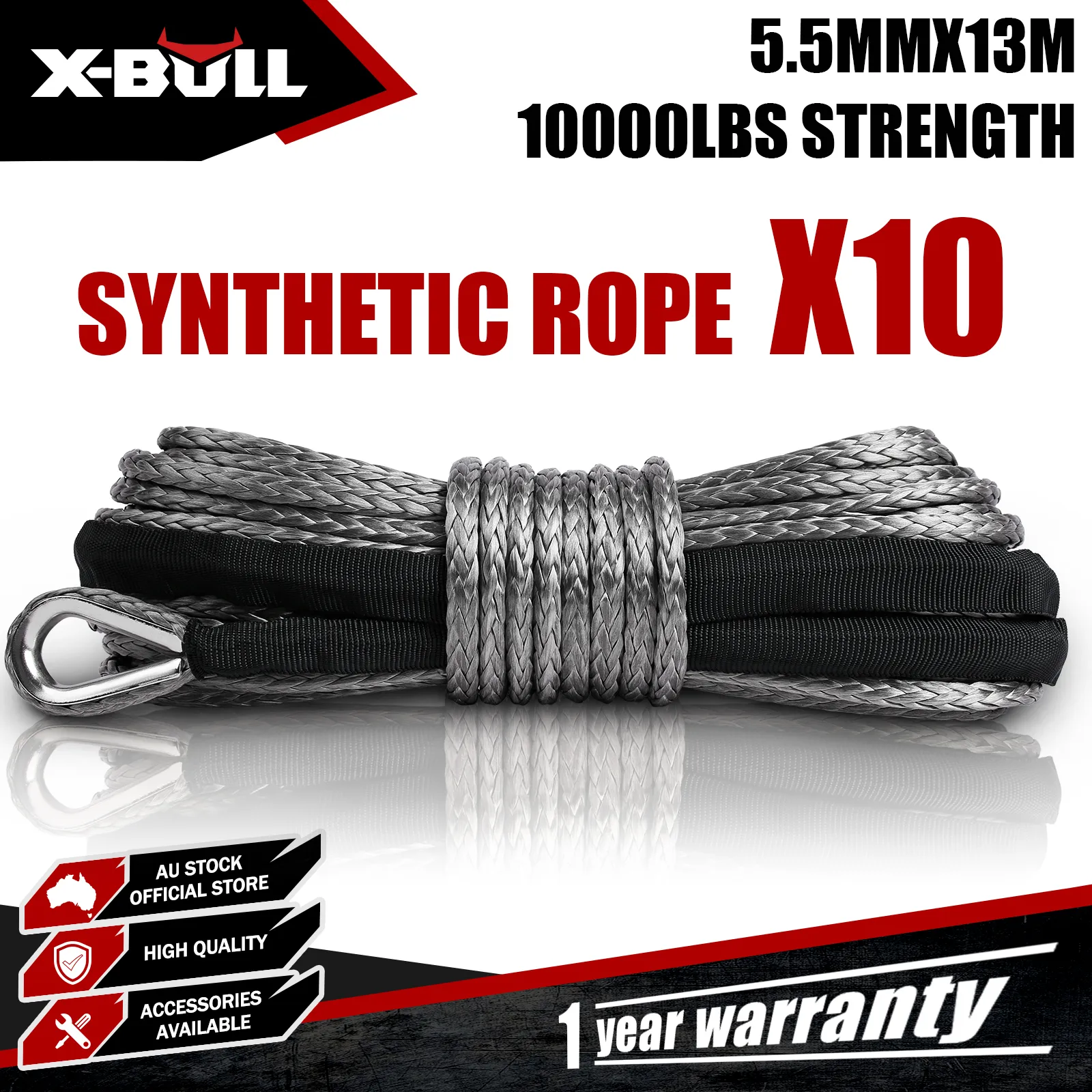 Synthetic Dyneem Rope 5.5MM x 13M SK75 Car Tow Recovery Winch Cable Line