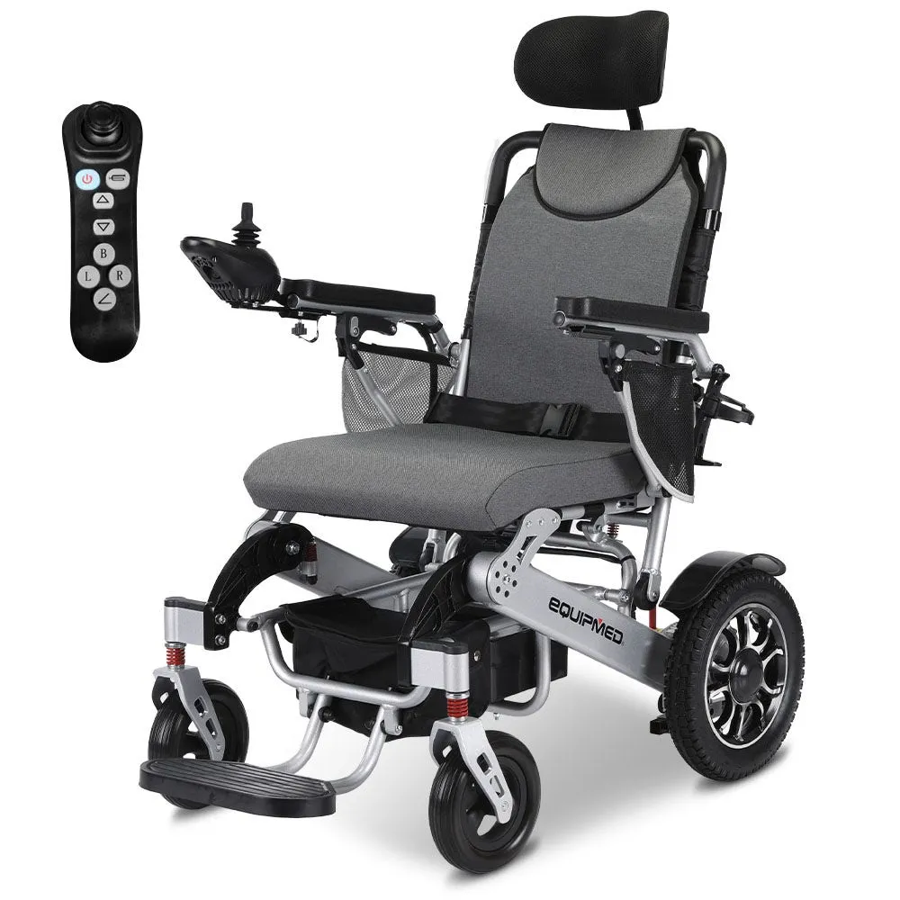 Power Electric Wheelchair, Long Range, Airline Approved, Alloy, Remote Control, Lithium Battery, Black/Silver
