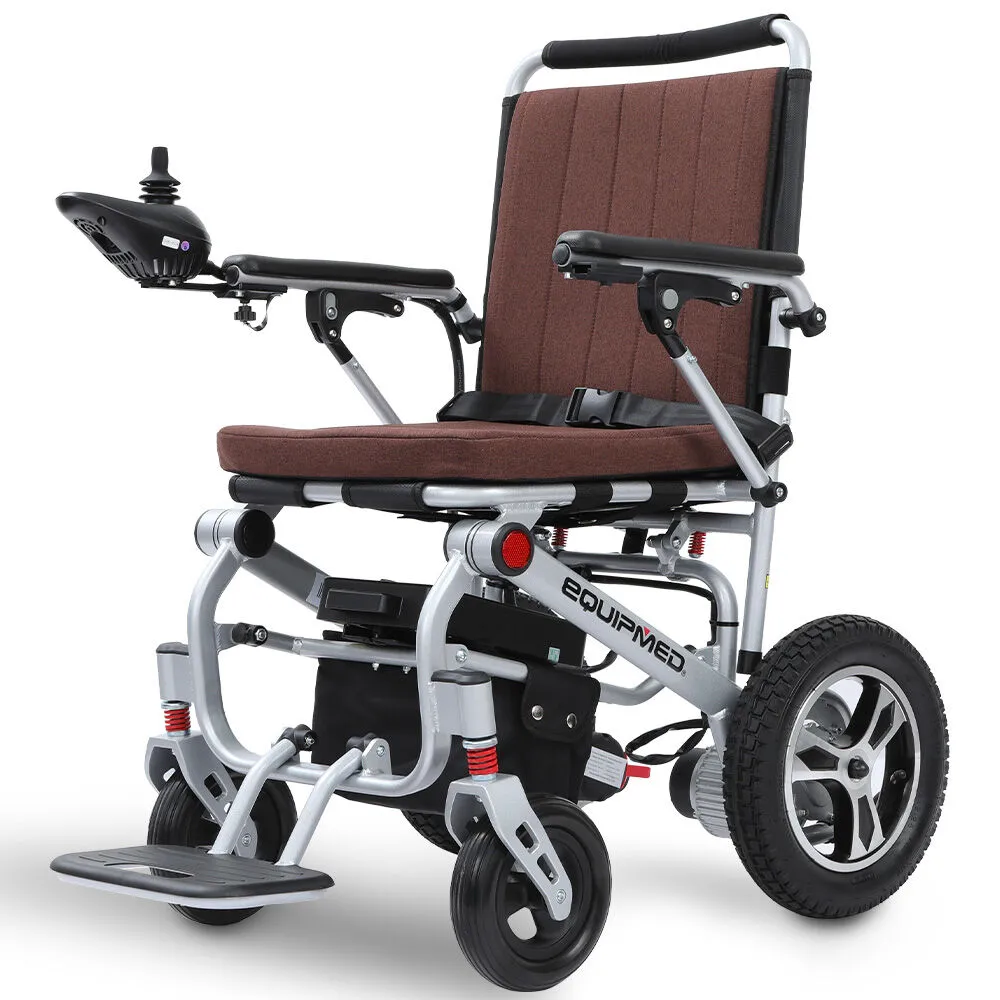 Ultra-Light Power Wheelchair, Tight Turning, Airline Approved, ARTG Certified, Aluminium Frame, Lithium Battery, Brown