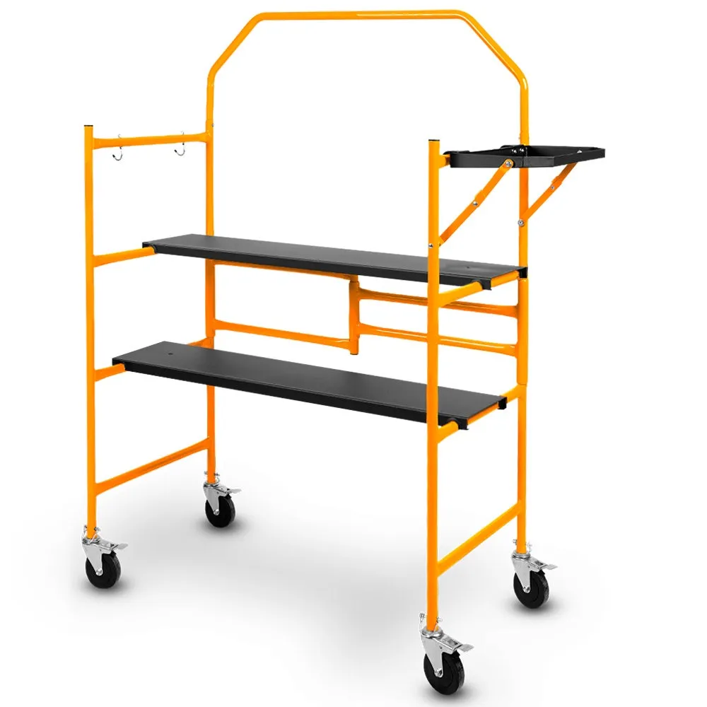 BAUMR-AG Mobile Scaffold Platform, 226kg Load, Steel Frame, Dual Height ...