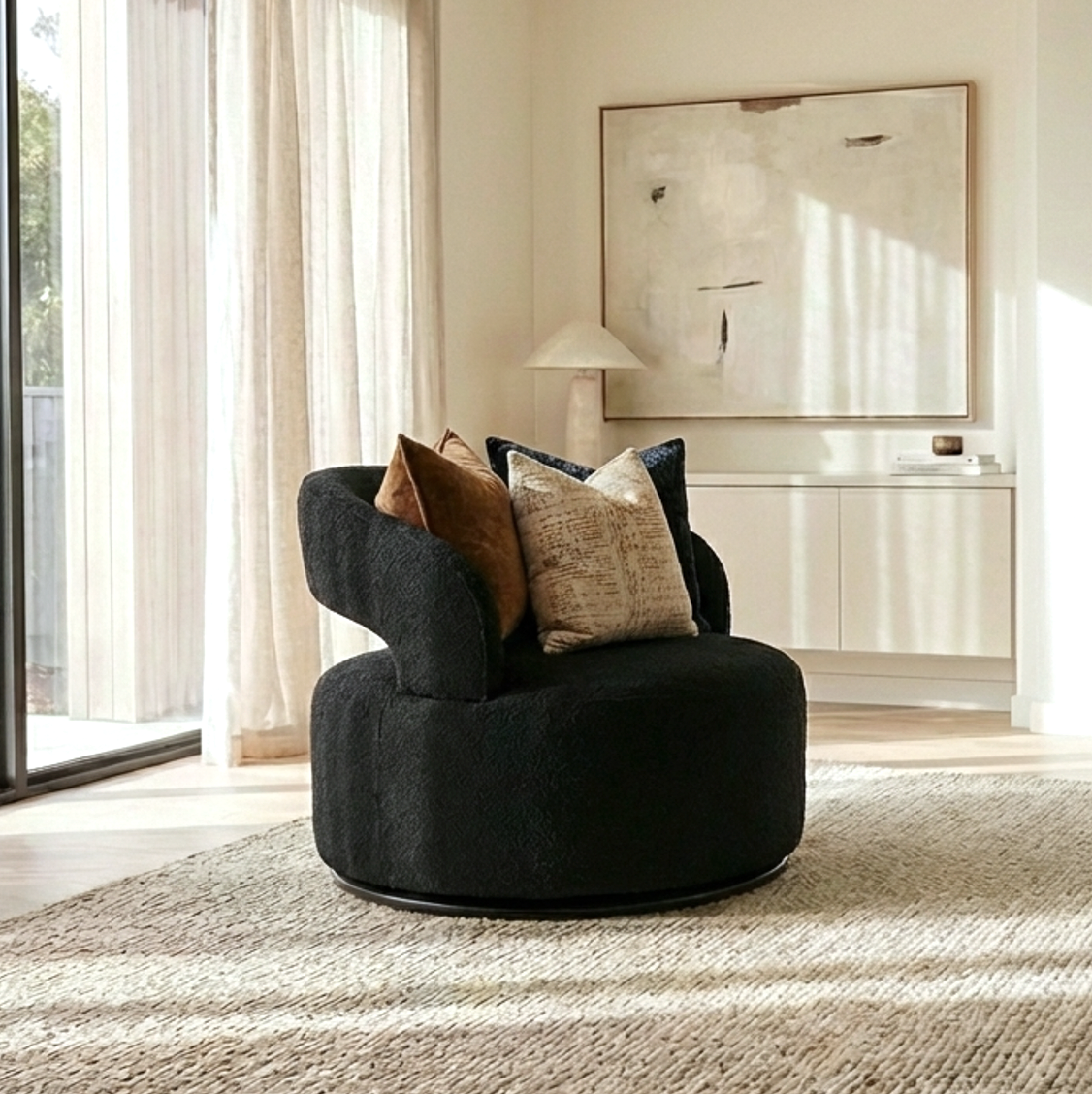 Coco Milan Swivel Accent Chair - Black