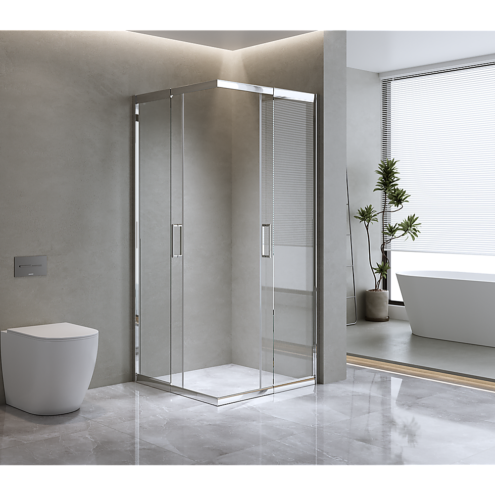 Adjustable 1200x900mm Double Sliding Door Glass Shower Screen in Chrome Adjustable 1200x900mm Double Sliding Door Glass Shower Screen in Chrome