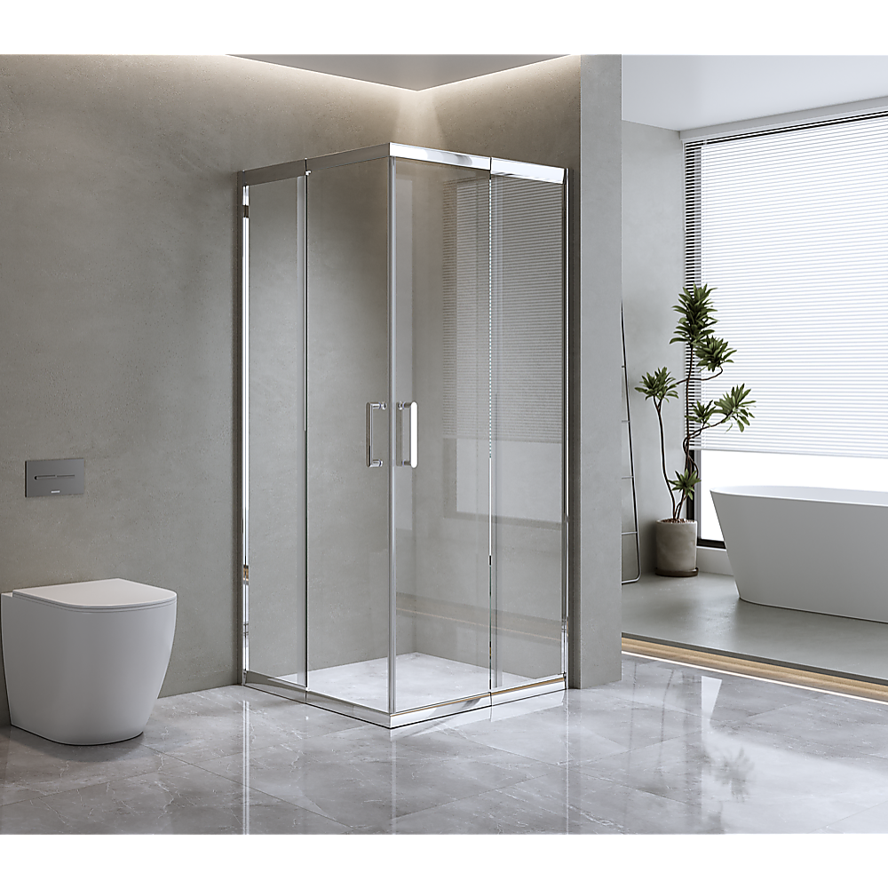 Adjustable 1200x900mm Double Sliding Door Glass Shower Screen in Chrome Adjustable 1200x900mm Double Sliding Door Glass Shower Screen in Chrome