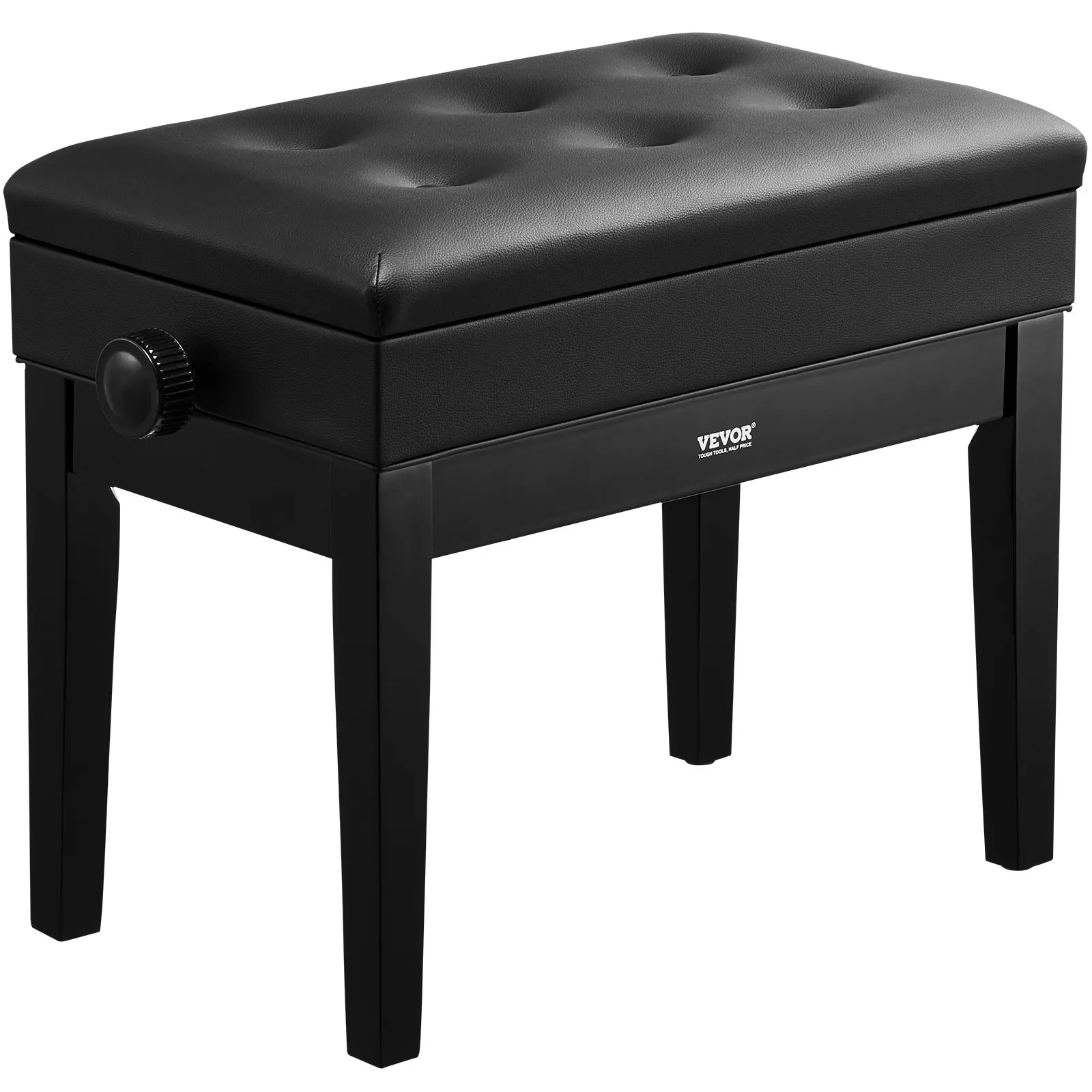 Piano Bench, Keyboard Piano Chair with 19.3"-22.8" Adjustable Height, Padded Cushion, Storage Compartment for Music Books, Heavy Duty Wooden Piano Sto