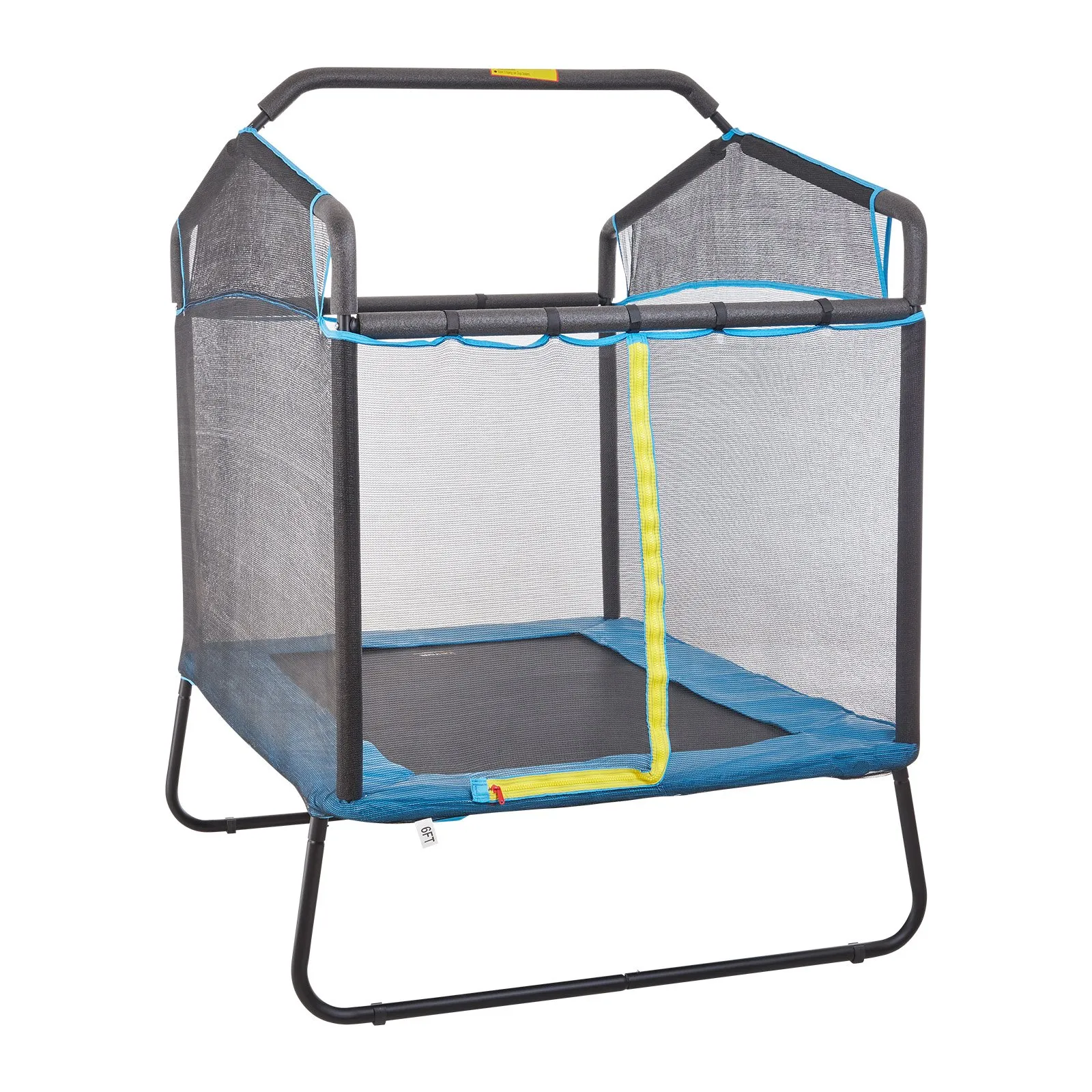 6FT Trampoline for Kids, 72" Indoor/Outdoor Toddlers Trampoline, Mini Baby Trampoline with Safety Enclosure Net, Gymnastics Bar, Hammock, Recreational