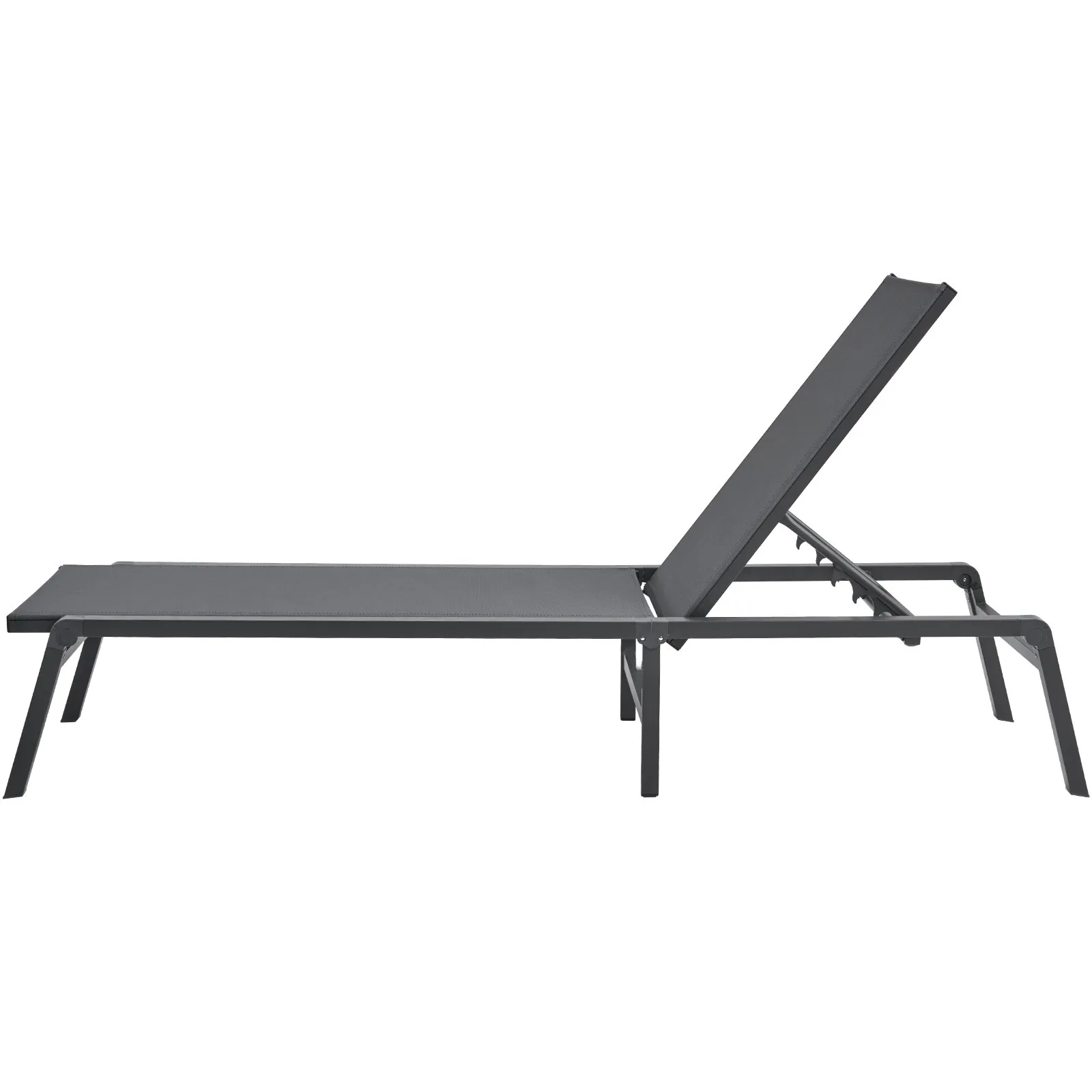 Chaise Lounge Chair Outdoor, Aluminum Patio Lounge Chair with Adjustable 5-Position, Folding Pool Lounge Chair Recliner and Full Flat Tanning Chair fo