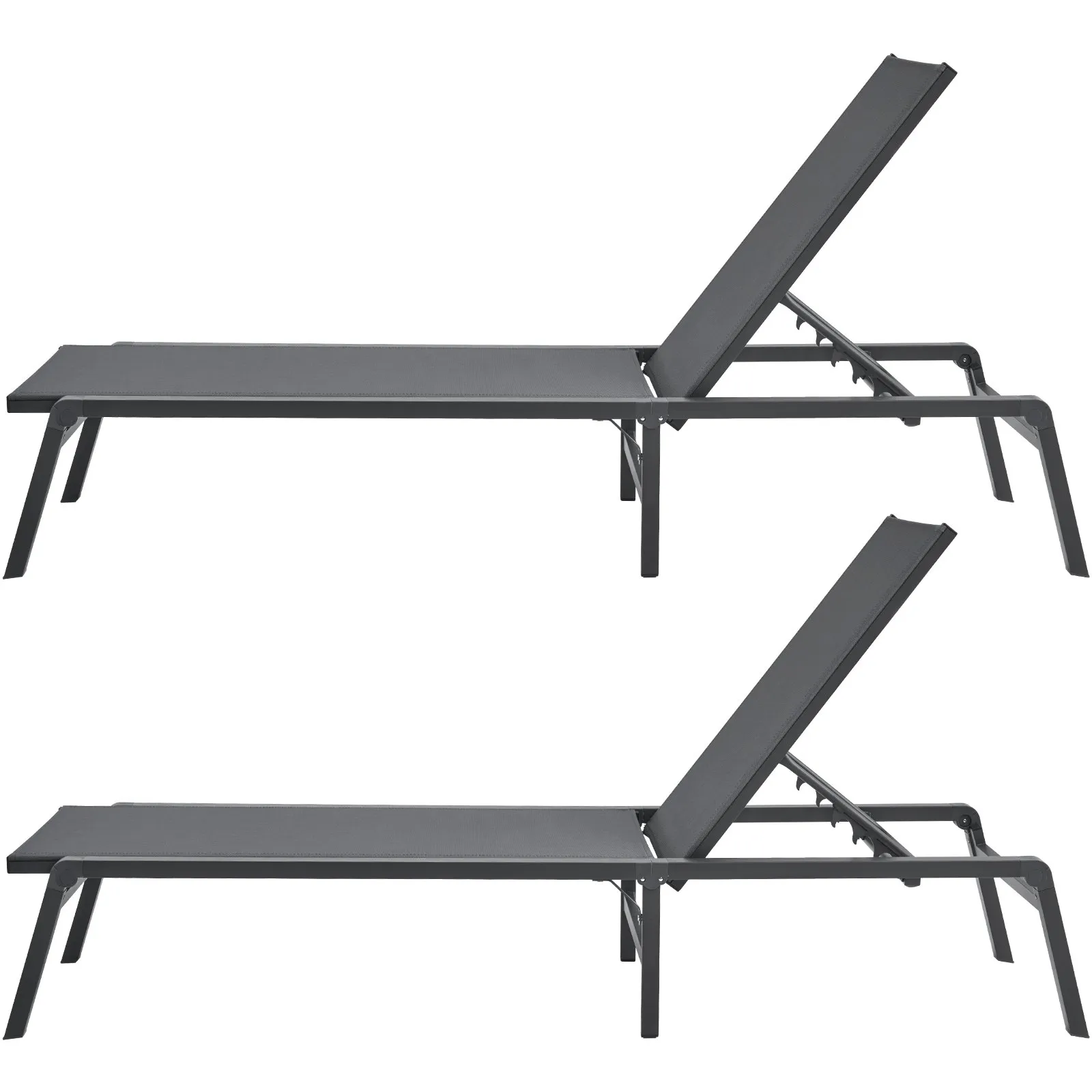 Chaise Lounge Chair Outdoor Patio Lounge Chair Adjustable 5-Position 2 pcs