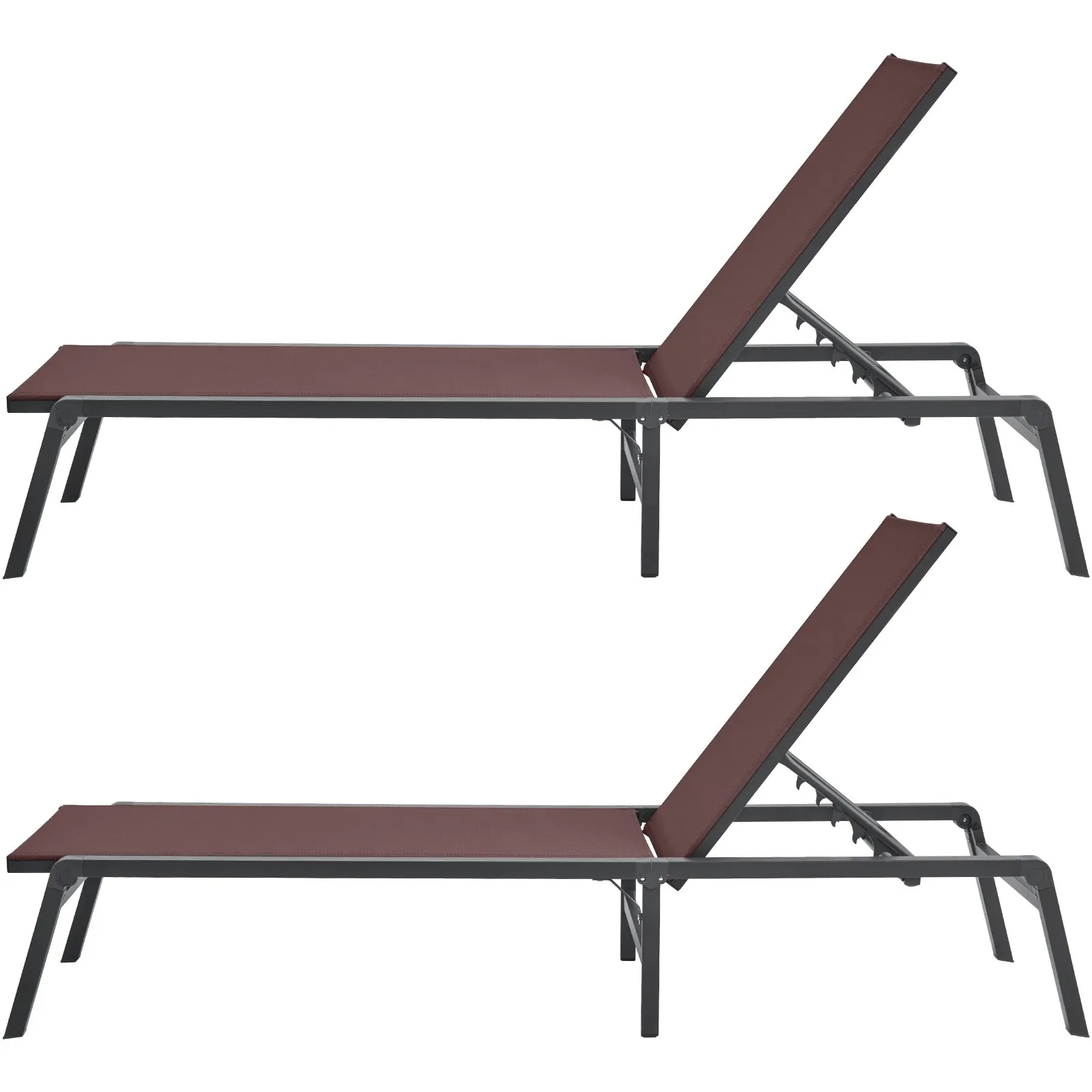 Chaise Lounge Chair Outdoor Patio Lounge Chair Adjustable 5-Position 2 pcs