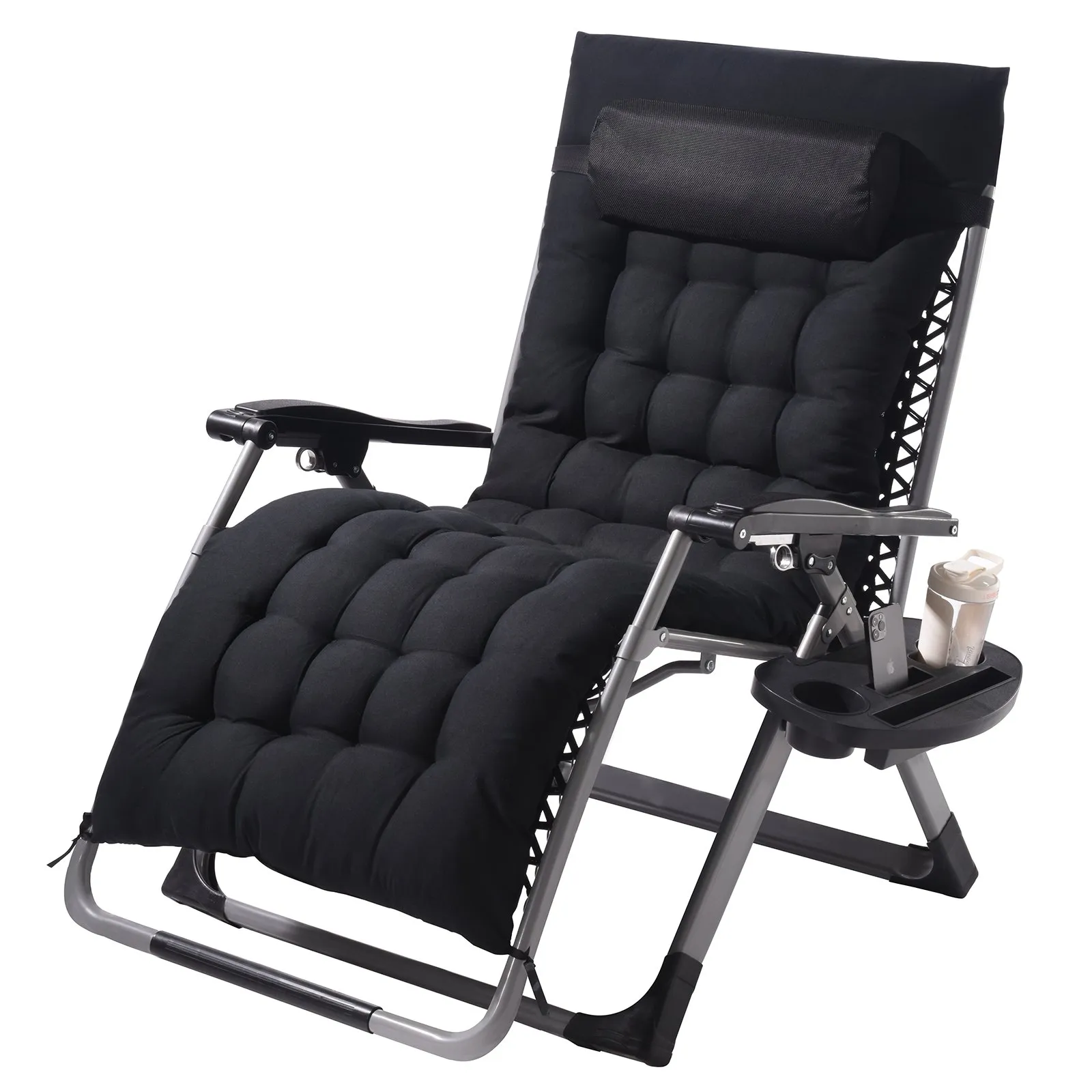 Zero Gravity Chair, 33 inch Zero Gravity Recliner Lounge Chair for Indoor and Outdoor, Adjustable Anti Gravity Chair with Cushion, Headrest, Footrest,