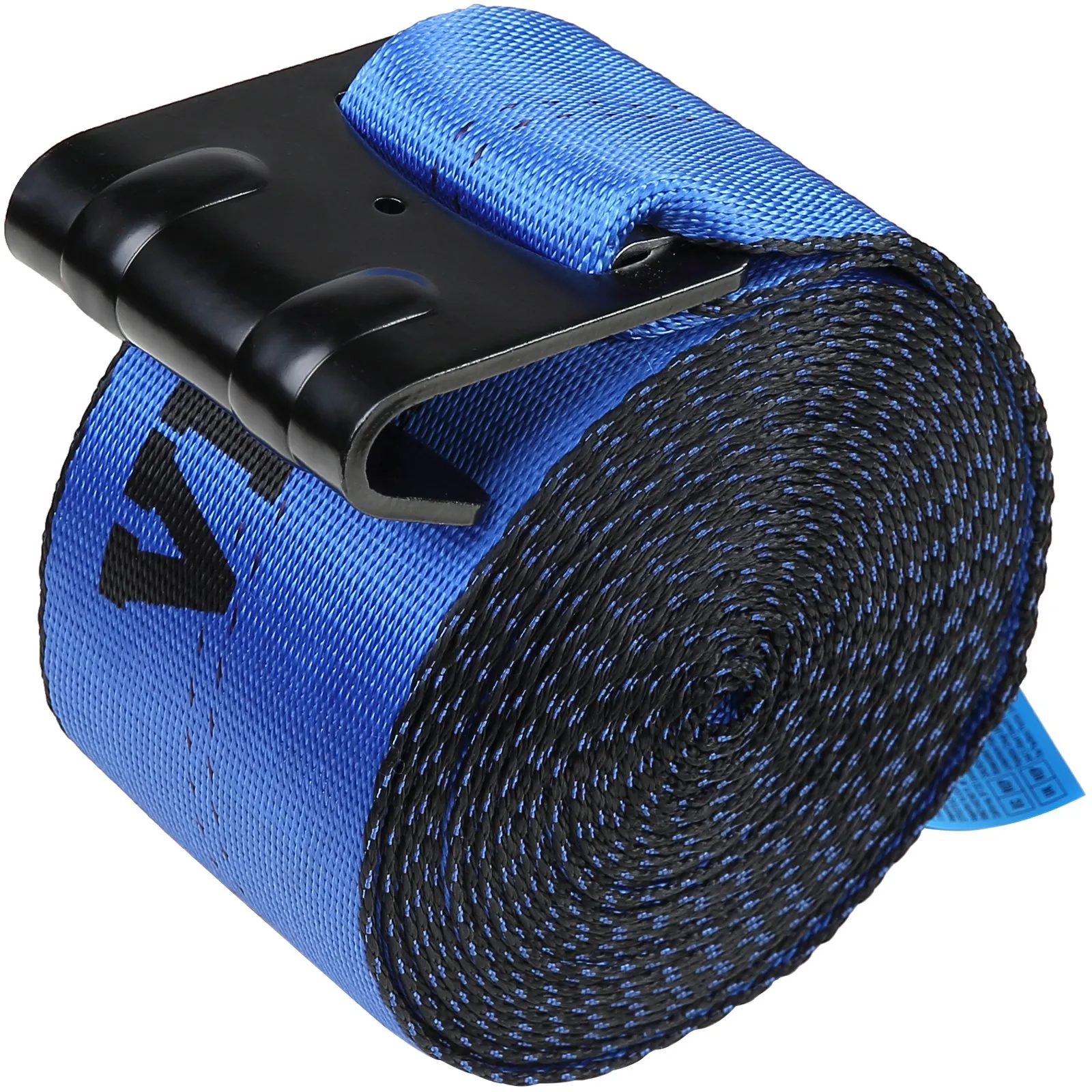 Winch Straps, 10.2 cm x 9.1 m, 2.7T Load Capacity, 8.2T Breaking Strength, Truck Straps with Flat Hook, Flatbed Tie Downs Cargo Control for Trailers, 