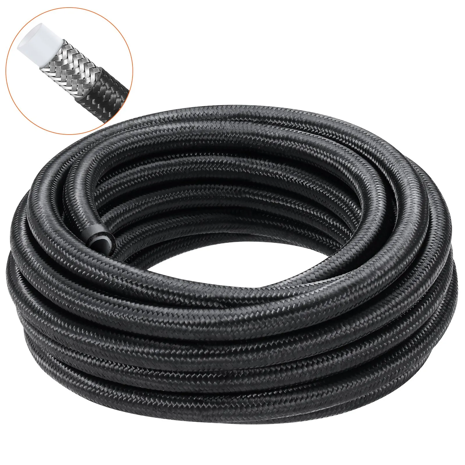 6AN Fuel Line Kit, 7.62 m Fuel Hose Kit, Nylon Stainless Steel Braided ...