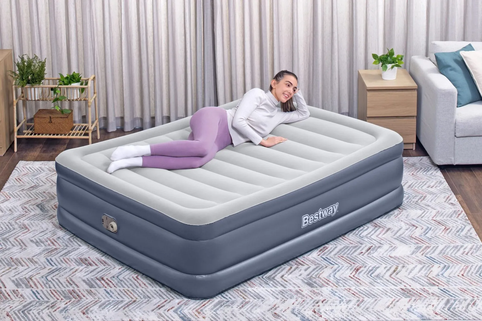 2.03m x 1.52m x 51cm Tritech Air Inflatable Mattress Queen Built-in AC Pump