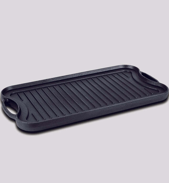 50.8cm Cast Iron Ridged Griddle Hot Plate Grill Pan BBQ Stovetop Soga