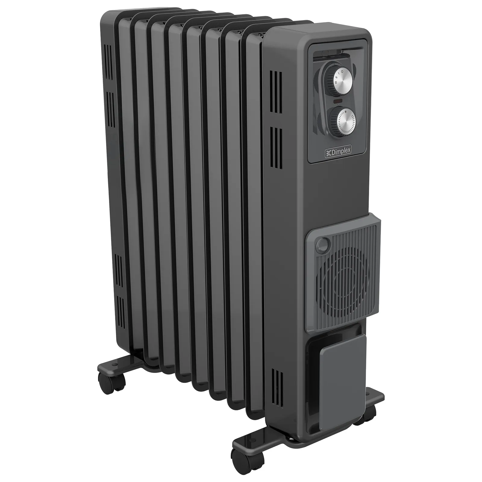 Oil Free 2.4kW Column Heater w/ Thermostat and Turbo Fan in Black