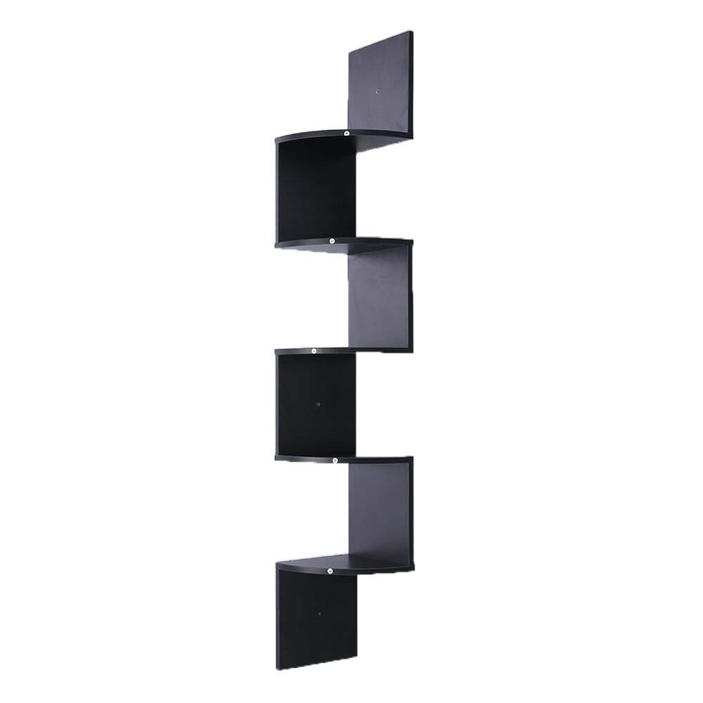 Sarantino 5Tier Corner Wall Shelf Display Storage Shelves Black