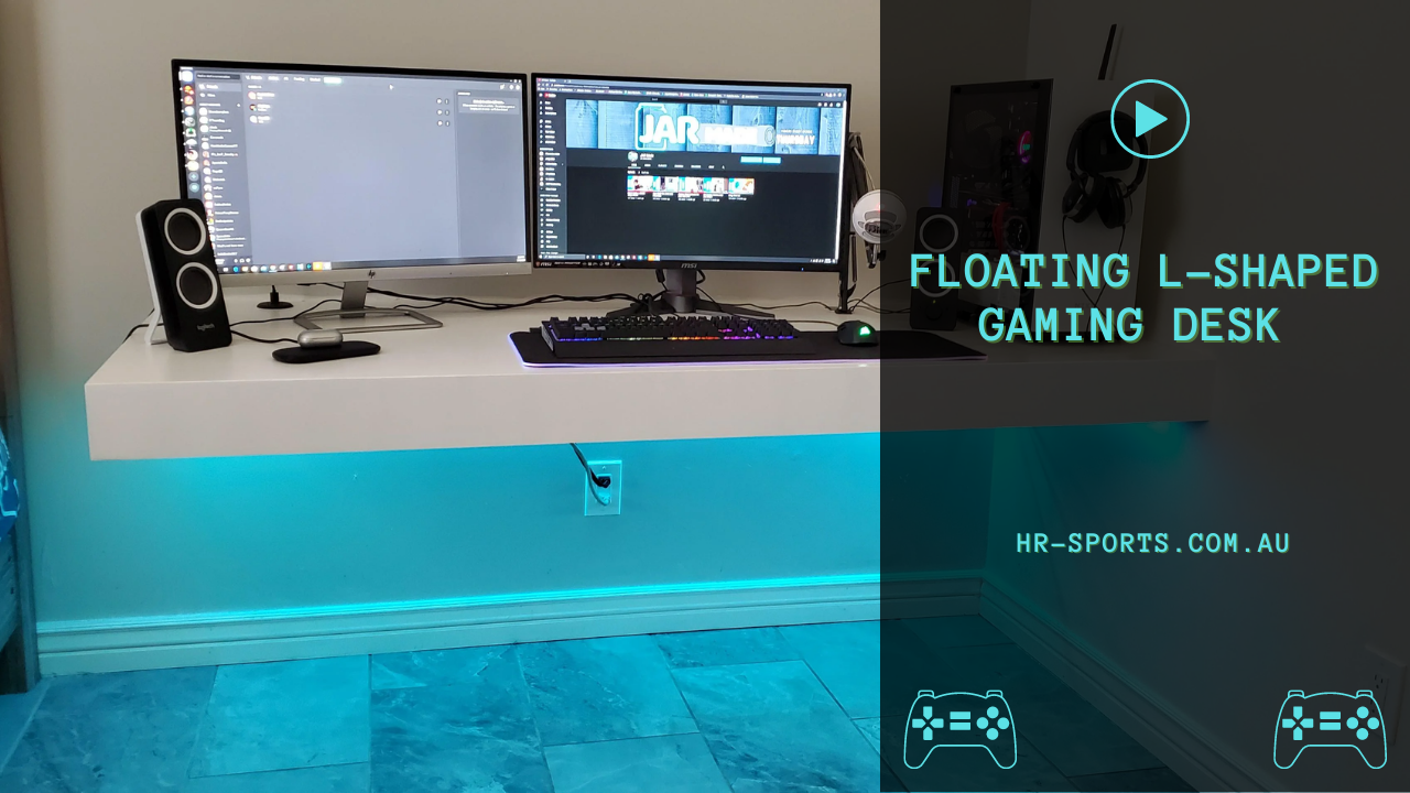 Floating L-shaped Gaming Desk