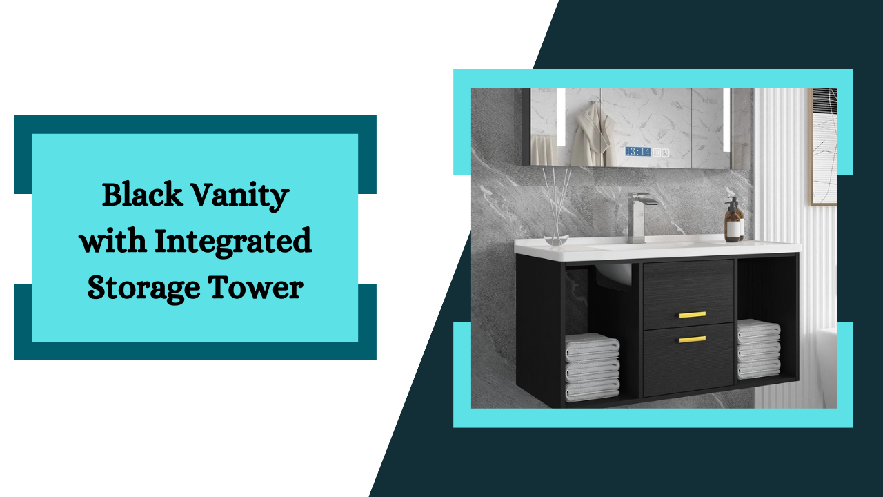 Black Vanity With Integrated Storage Tower