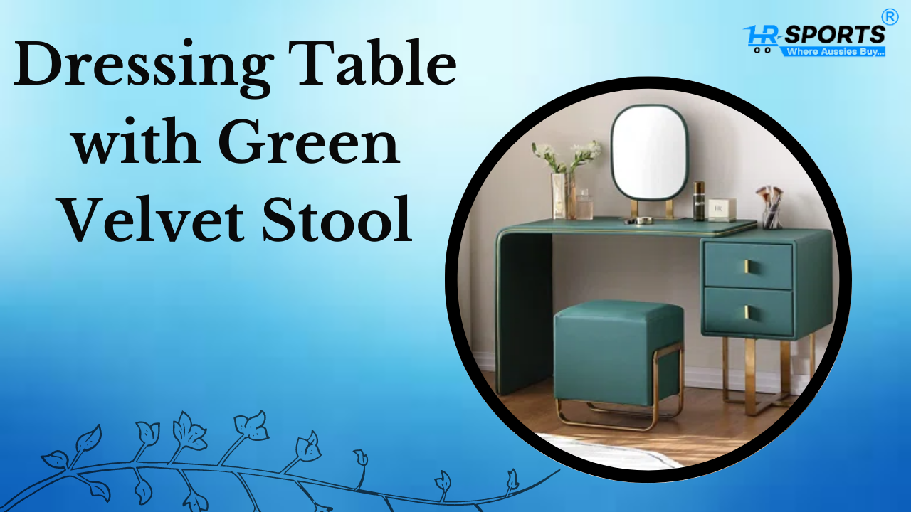 Corner Dressing Table With Green Velvet Stool