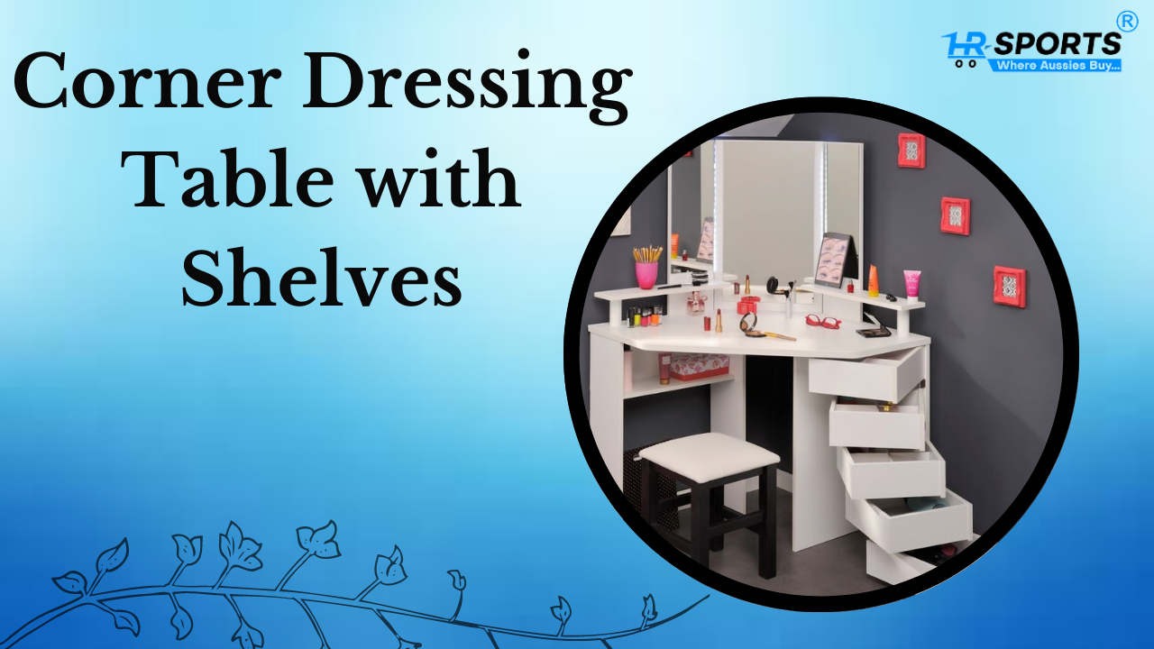 Corner Dressing Table with Shelves