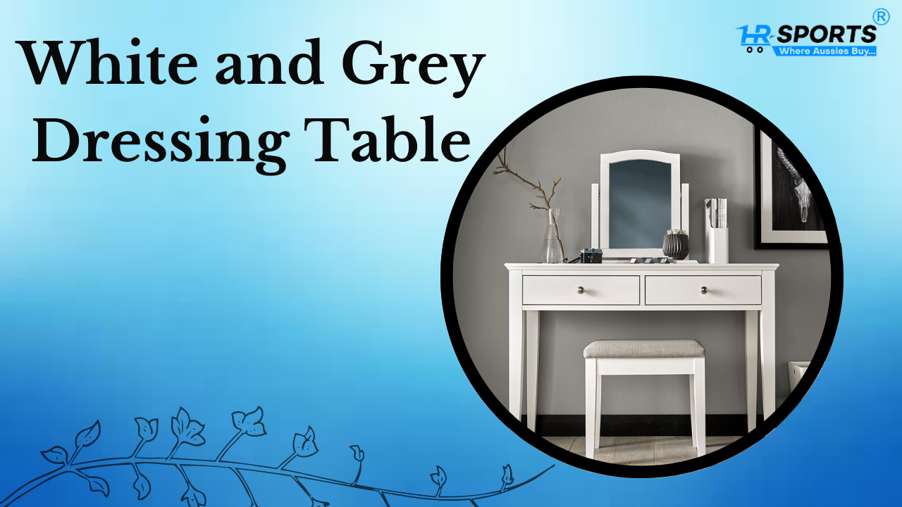 White and Grey Dressing Table with Mirror