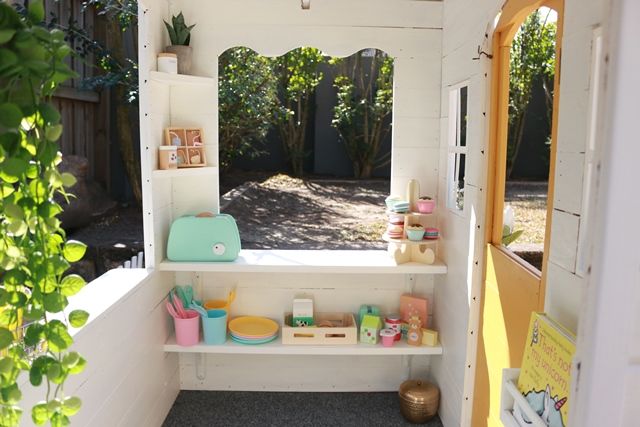 bench inside your cubby house