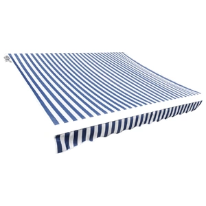 Awning Top Sunshade Canvas Blue & White 5x3 m