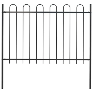 Garden Fence Boxtel with Hoop Top Steel 181x120 cm Black
