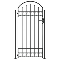 Fence Gate with Arched Top and 2 Posts 105x204 cm Black