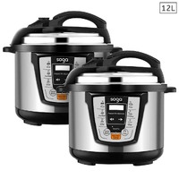 2X Electric Stainless Steel Pressure Cooker 12L 1600W Multicooker 16
