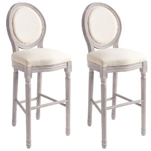 Bar Chairs 2 pcs White Linen