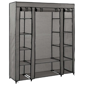 Wardrobe with Compartments and Rods Grey 150x45x176 cm Fabric