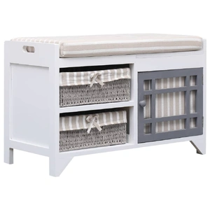 Hall Bench White 70x33.5x45 cm Paulownia Wood