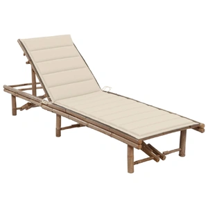Garden Sun Lounger with Cushion Bamboo