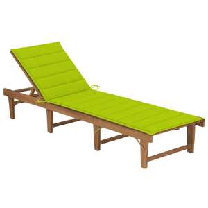 Folding Sun Lounger with Cushion Solid Acacia Wood