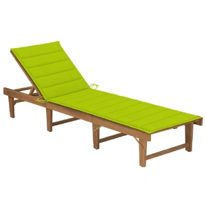 Folding Sun Lounger with Cushion Solid Acacia Wood
