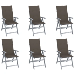 Garden Reclining Chairs 6 pcs with Cushions Solid Acacia Wood