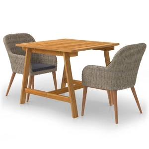 3 Piece Garden Dining Set Brown