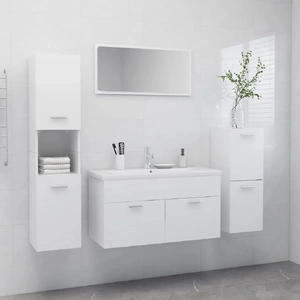 Bathroom Furniture Set White Engineered Wood