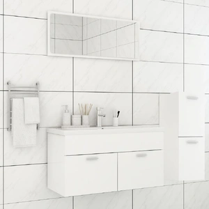 Bathroom Furniture Set White Engineered Wood