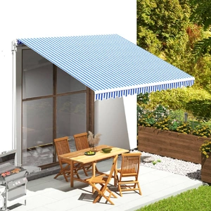 Replacement Fabric for Awning Blue and White 4x3.5 m