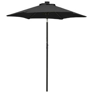 Garden Parasol with LED Lights Black 200x211 cm Aluminium