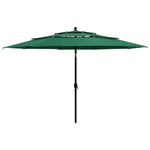 3-Tier Garden Parasol with Aluminium Pole Green 3.5 m