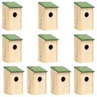 Bird Houses 10 pcs Solid Firwood 12x12x22 cm