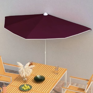Garden Half Parasol with Pole 180x90 cm Bordeaux Red