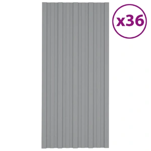 Roof Panels 36 pcs Galvanised Steel Grey 100x45 cm