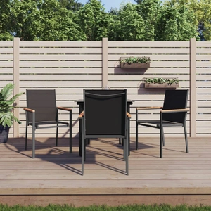 5 Piece Garden Dining Set Black Textilene and Steel